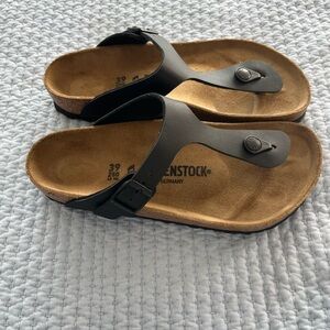 Birkenstock Black and Tan Thong Sandals Sz 39